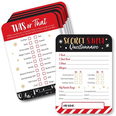 Amazon.com : Big Dot of Happiness Secret Santa Fill-In - Worksheets