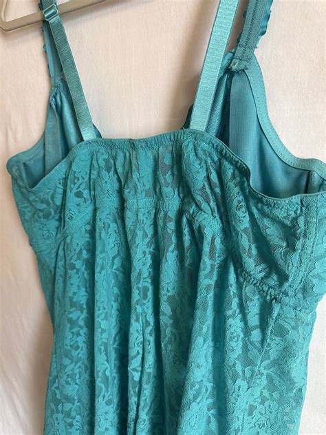 Cacique Negligee Blue Lace Nightie Gown Underwire Adj Gem