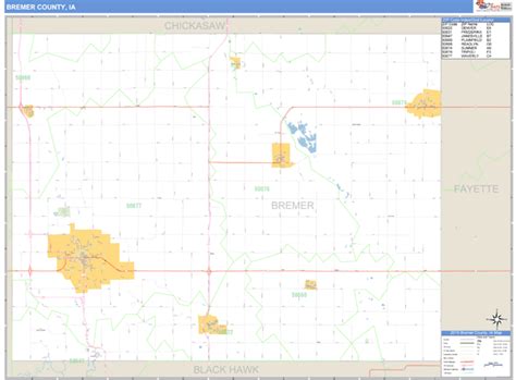 Bremer County, Iowa Zip Code Wall Map | Maps.com.com