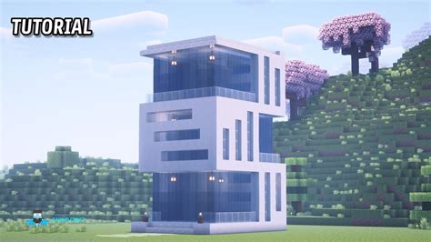 How To Build A Modern Waterfall House In Minecraft Youtube