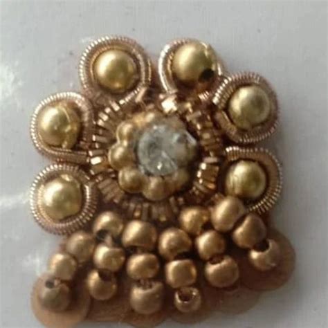 Golden Round Handmade Zardosi Button For Garments Packaging Type