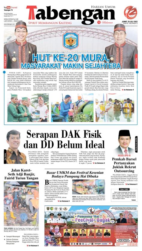 Koran Harian Umum Tabengan Edisi 29 Juli 2022