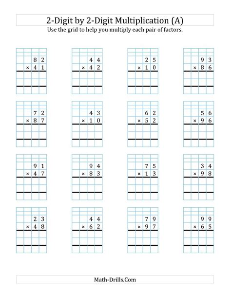 Multiplication Using Box Method Worksheets