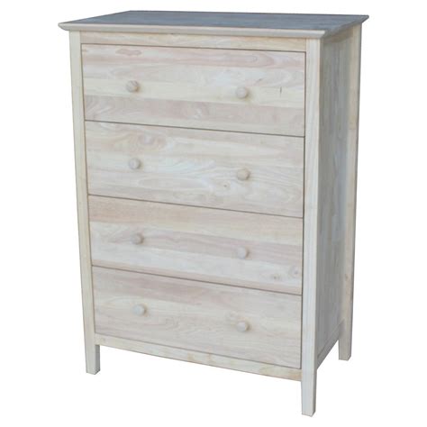 Dresser With 4 Drawers Unfinished International Concepts Unfinished