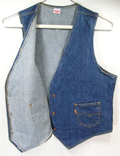 Vintage Levis Denim Vest Mens Large Western Cowboy 1970s Retro Etsy