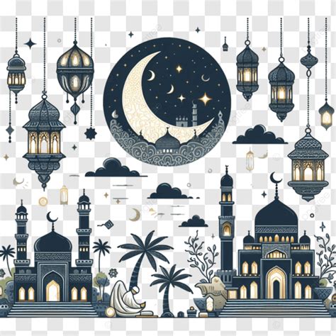 Ramadan Karim Vector Islamic Ramadan Mosque Png Transparent Image