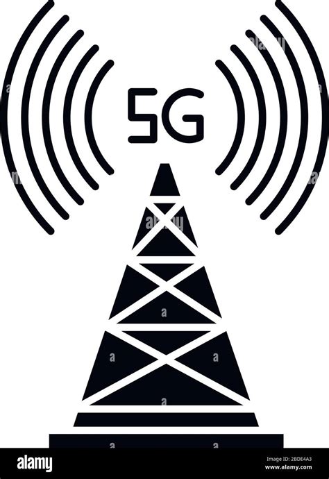 5g Cell Tower Black Glyph Icon Wireless Technology Fast Connection