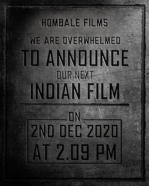 KGF Makers Hombale Films Line Up Another Indian Film