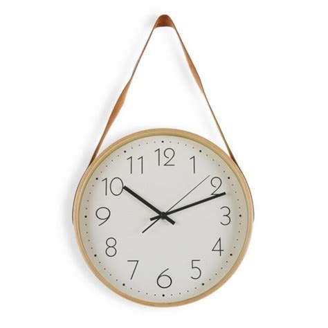 Horloge Murale Versa Cuir Synth Tique Bois X X Cm X