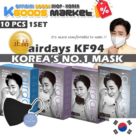 Airdays 10pcs KF94 Color Mask 4Ply Korean Face Slim Fit KF 94 Made In