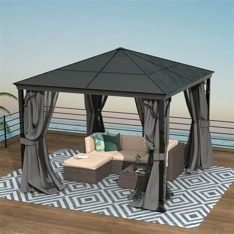 Finefind 10x10 Hardtop Gazebo Aluminum Frame And Polycarbonate Hardtop