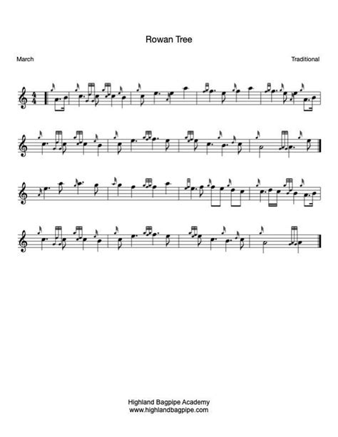 Rowan Tree Bagpipe Sheet Music Learn To Play Bagpipe Tune Rowan Tree Bagpipe Music Bagpipes