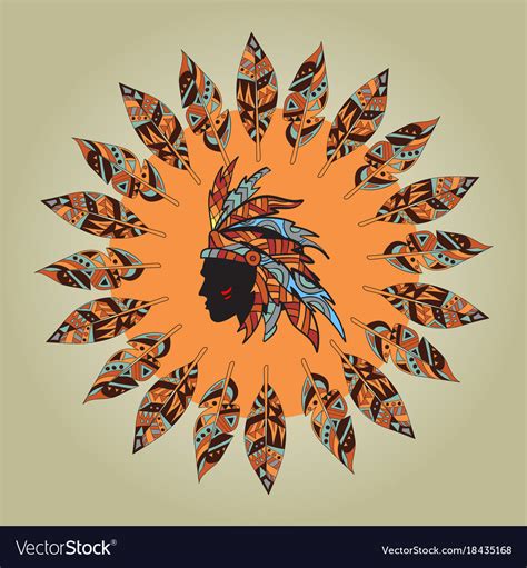 Indian Hat With Feathers Royalty Free Vector Image