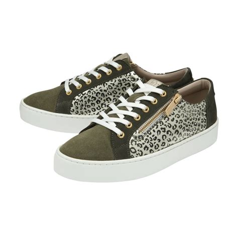 Lotus Ladies Sky Khakileopard Print Lather Stressless Trainers Hirst