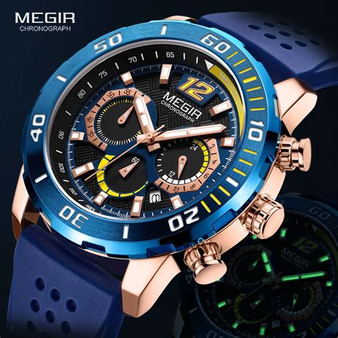 Megir Sport Watches For Men Luxury Chronograph Quartz Watch Man Top