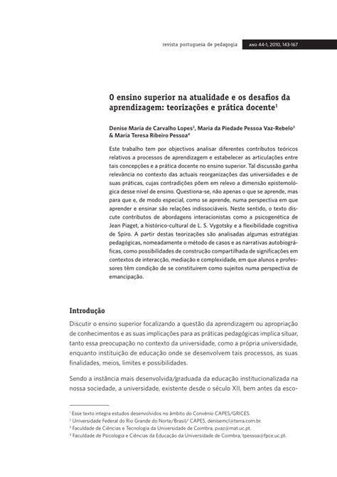 Pdf O Ensino Superior Na Atualidade E Os Desafios Da Aprendizagem