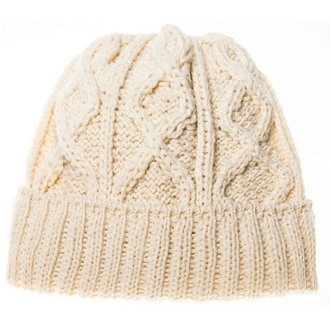 Aran Woollen Mills Aran Diamond Stitch Hat White Clothing Caps Hats