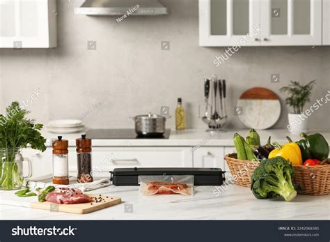 Sealer Vacuum Packing Meat Plastic Bag Stock Photo 2242068385