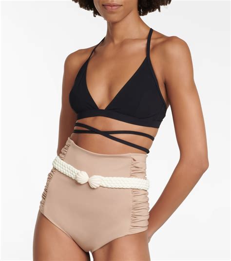 High Rise Belted Bikini Bottoms In Neutrals Johanna Ortiz Mytheresa