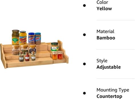 Wooden Bamboo Spice Rack Kitchen Cabinet Organizer 3 Tier Bamboo