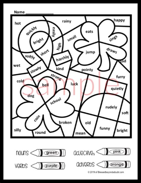 Parts Of Speech Grammar Coloring Worksheets Sketch Coloring Page