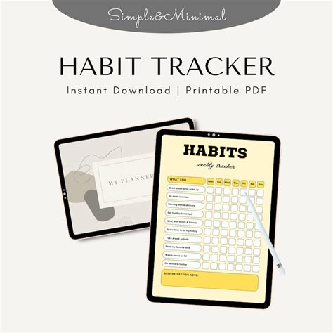 Habit Tracker Printable Digital Habit Tracker Motivation Planner