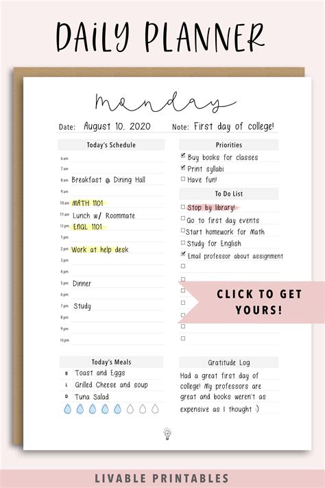 7 Day Planner Daily Printable - Etsy | Daily printable, Daily planner ...