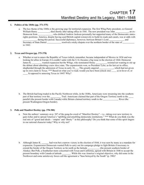 11 Chapter 17 Manifest Destiny And Its Legacy Kaighleyrhoddy