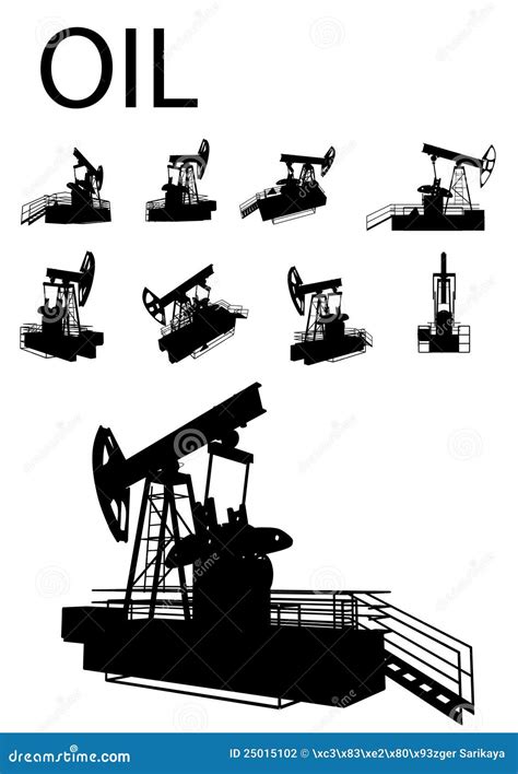 Oil Rig Silhouette Set Stock Photography - Image: 25015102