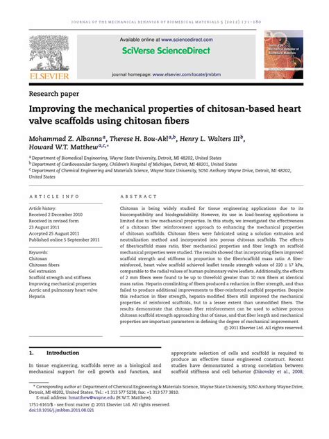 Pdf Improving The Mechanical Properties Of Chitosan Based Heart Valve