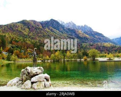 Ibex Statue At Lake Jasna Kranjska Gora Slovenia Stock Photo Alamy