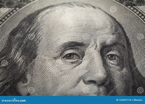 Dollars Closeup. Benjamin Franklin`s Portrait on One Hundred Dollar ...