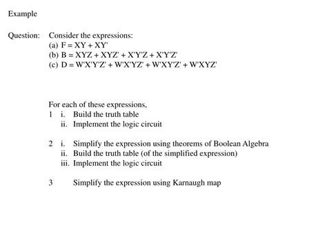 Ppt Question Consider The Expressions A F Xy Xy B B Xyz Xyz X Y Z X Y Z