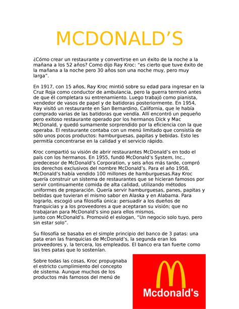 Mcdonald Historia Mcdonalds C Mo Crear Un Restaurante Y Convertirse