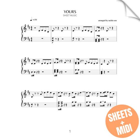 Yours SHEET MUSIC MIDI Sachin Sen