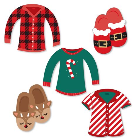 Big Dot of Happiness Christmas Pajamas - DIY Shaped Holiday Plaid PJ Party Cut-Outs - 24 Count ...