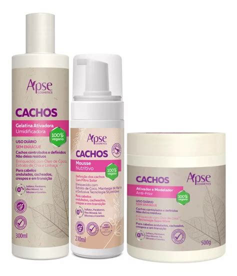 Kit Gelatina Ativador Modelador Mousse Apse Cachos Mebuscar Brasil