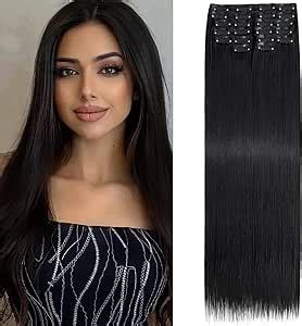 S Noilite 22 Inches Long Straight Hair Extensions Clip In Full Head