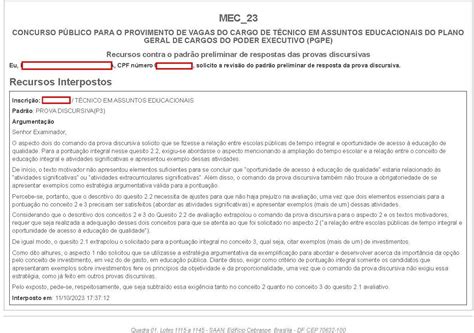 Concurso Mec Confira Aqui As Possibilidades De Recursos Contra O