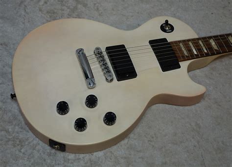 2013 Usa Gibson Les Paul Lpj Electric Guitar In Rubbed White Reverb