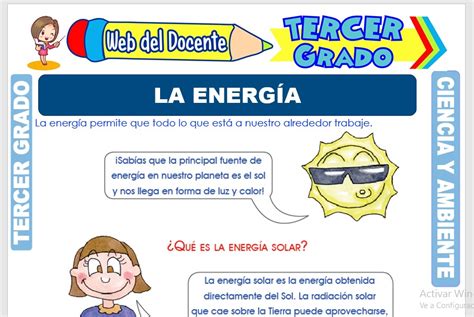 La Energía Para Tercer Grado De Primaria Web Del Docente