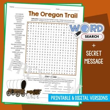 Oregon Trail Word Search Puzzle Activity Vocabulary Worksheet Tpt