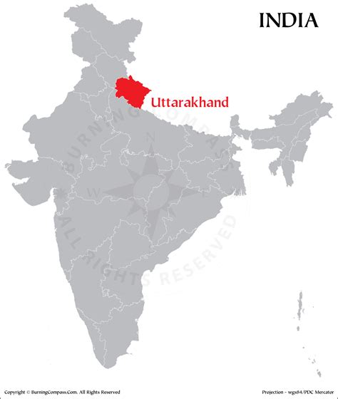 Uttarakhand on India Map HD