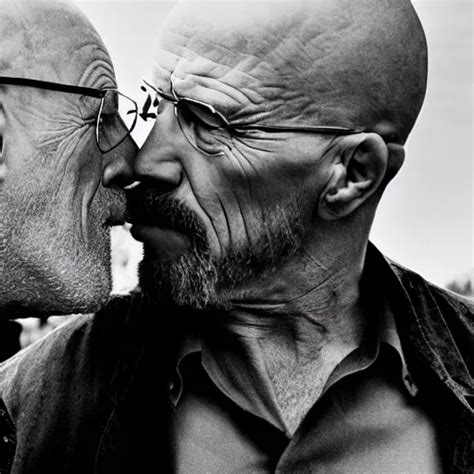 Jonathan Banks Kissing Walter White Face Close Up Stable Diffusion