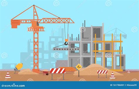 Vector Of A Building Construction Site Of A High Rise Home Stock Vector Illustration Of Tower