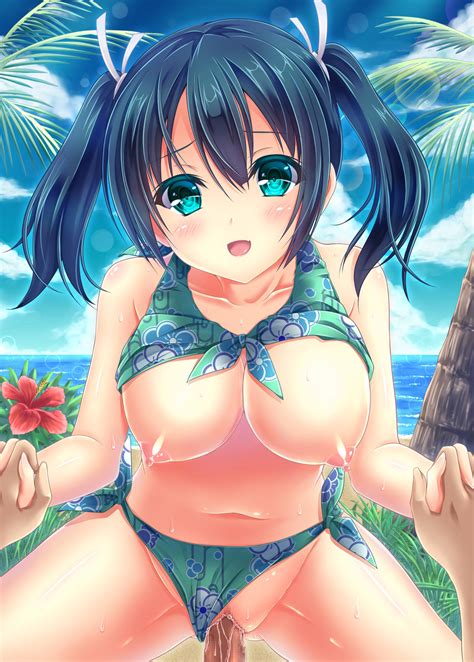 Rule 34 Aqua Eyes Areolae Bare Shoulders Bikini Bikini Aside Blue