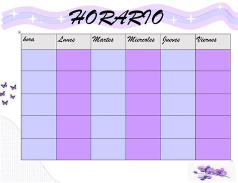 Horario En Colores Morado 👋 Horario De Escuela Horarios Para Imprimir Horario