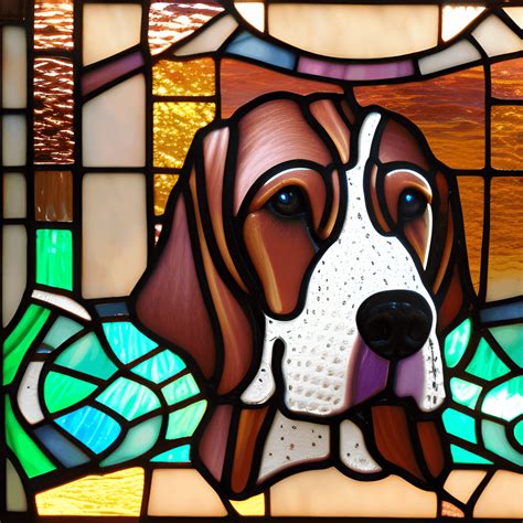 Basset Hound Stained Glass Graphic · Creative Fabrica