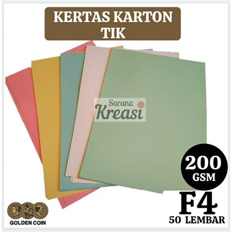 Jual Kertas Tik Karton Warna Gr F Isi Lembar Manila Fancy