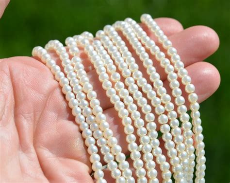 1 Strand Light Ivory Color Glass Pearl Beads 4mm Bd798 Etsy